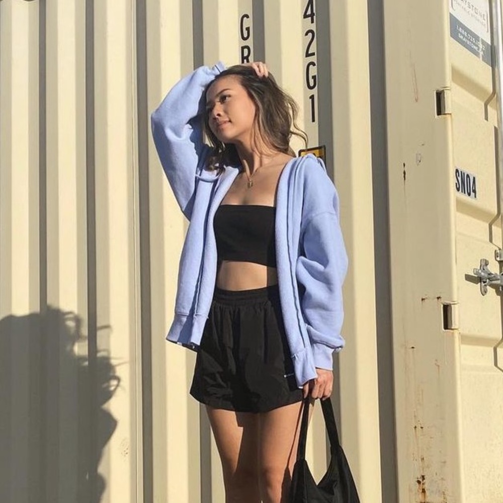 Aritzia oversized blue zip up